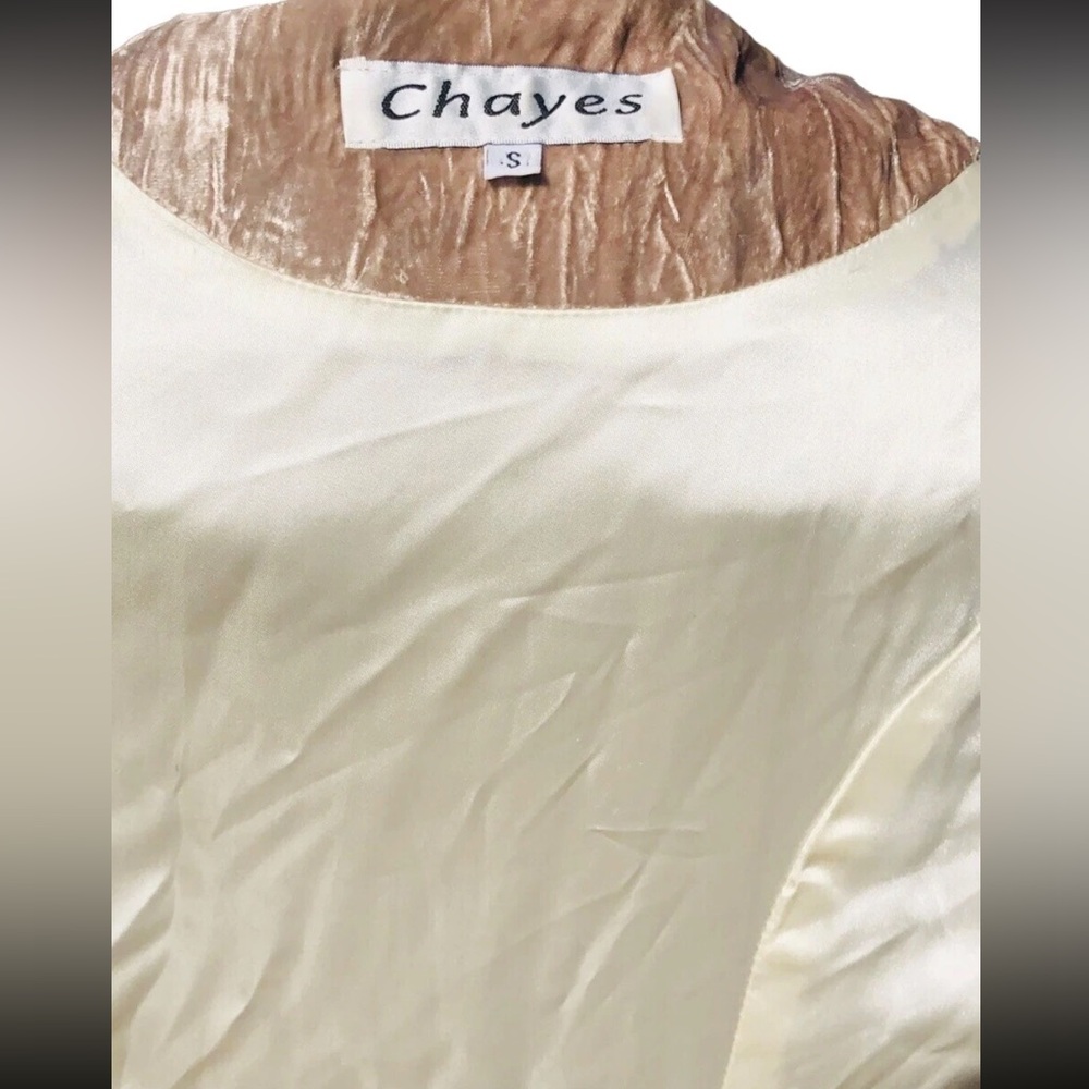 Rare Vintage Chayes Beige Crushed Velvet Princess Coat Robe - Picture 9 of 14